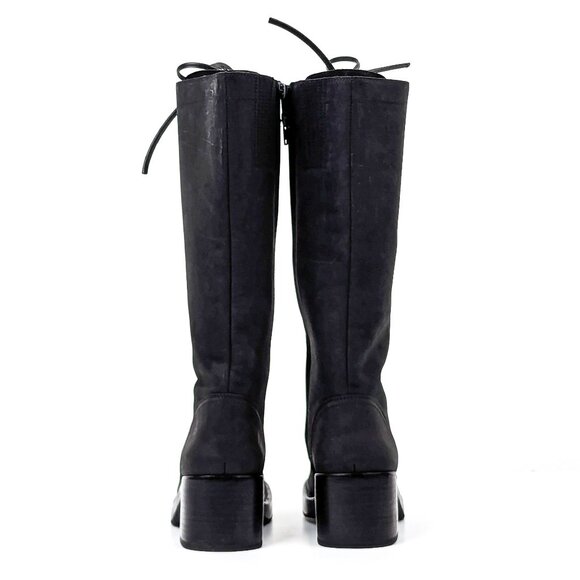 Jeffrey Campbell Wmn Tyr Black Leather Vintage Retro Square Toe Lace Boots sz 5 - Picture 3 of 6